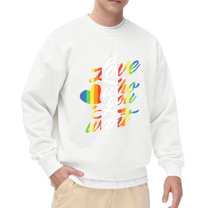 Love Who You Want Rainbow Heart Crewneck Sweatshirt, Pride Equality Pullover, LGBTQ Gift