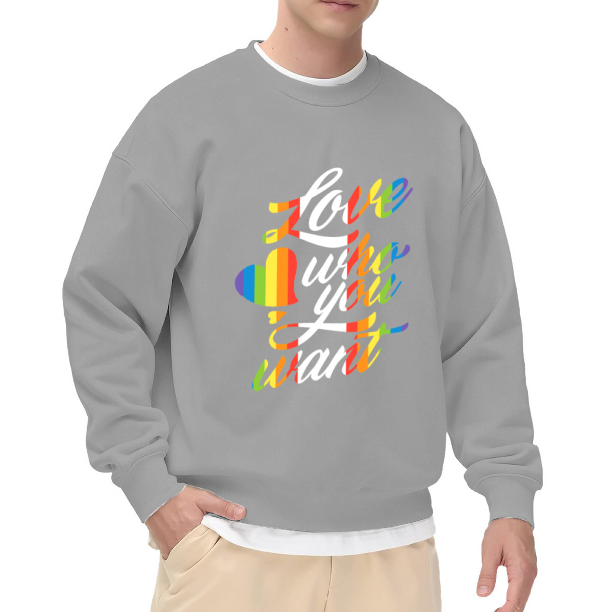 Love Who You Want Rainbow Heart Crewneck Sweatshirt, Pride Equality Pullover, LGBTQ Gift