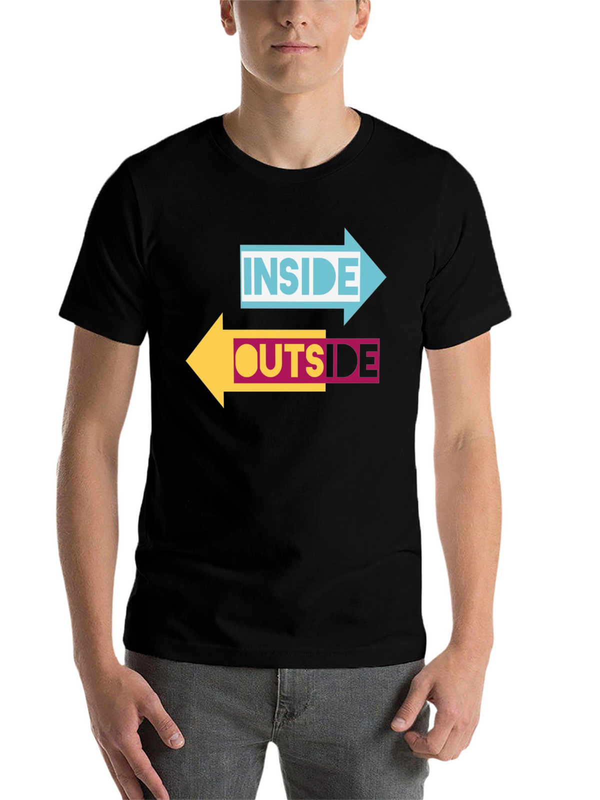 Inside Outside Arrow Graphic Black T-Shirt