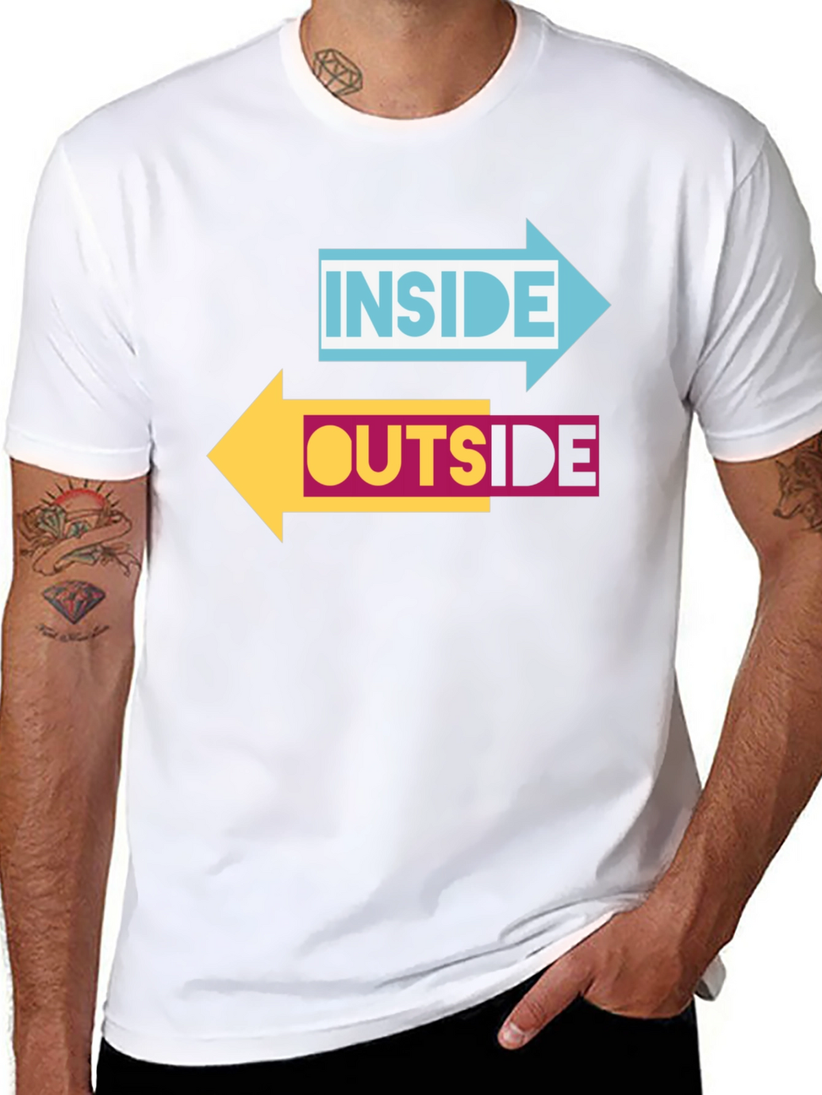 Inside Outside Arrow Graphic Black T-Shirt