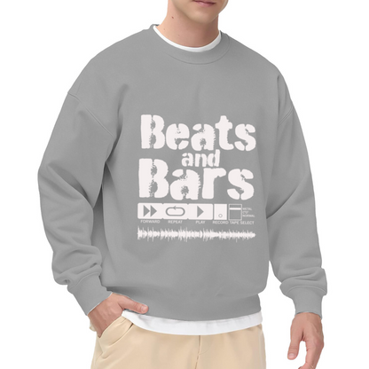 Beats and Bars Retro Hip Hop Audio Player Crewneck Sweatshirt, Vintage Music Graphic Pullover