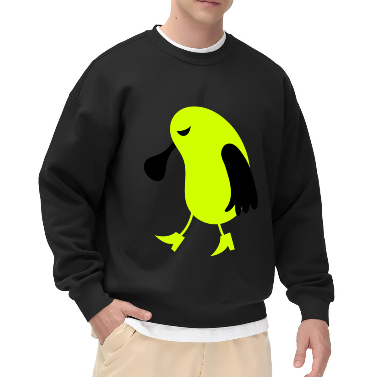 Discover This Cute Minimalist Cartoon Bird Crewneck Sweatshirt With a Whimsical and Quirky Artistic Design
