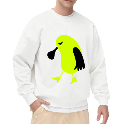 Discover This Cute Minimalist Cartoon Bird Crewneck Sweatshirt With a Whimsical and Quirky Artistic Design