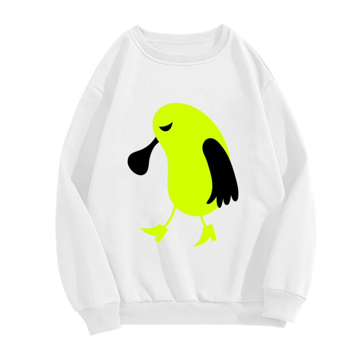 Discover This Cute Minimalist Cartoon Bird Crewneck Sweatshirt With a Whimsical and Quirky Artistic Design
