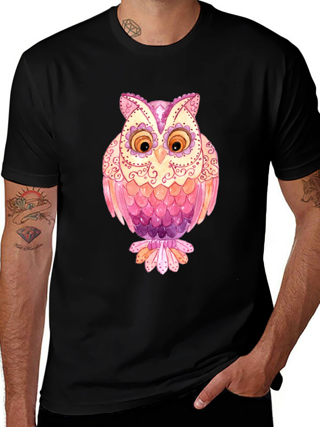 Owl Graphic T-Shirt - Mens Black Tee