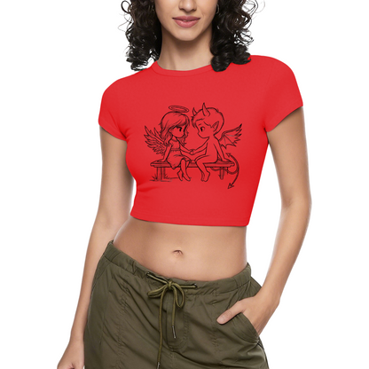 Dripping Golden Lips Trendy Black Crop Tee