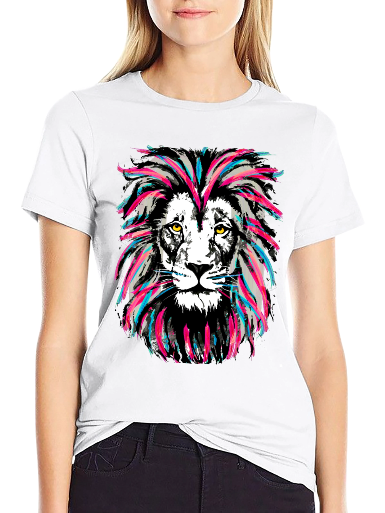 Lion Head Graphic Print Tee