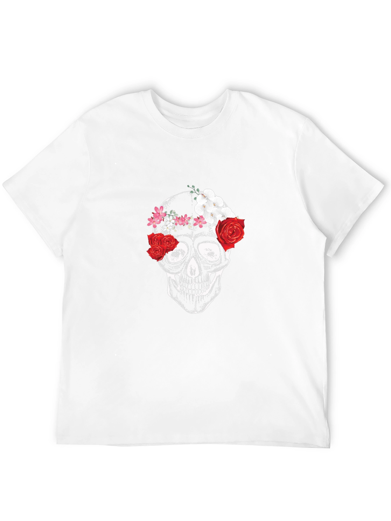 Floral Skull Graphic Tee - Black