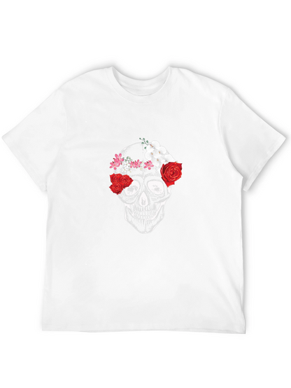Floral Skull Graphic Tee - Black