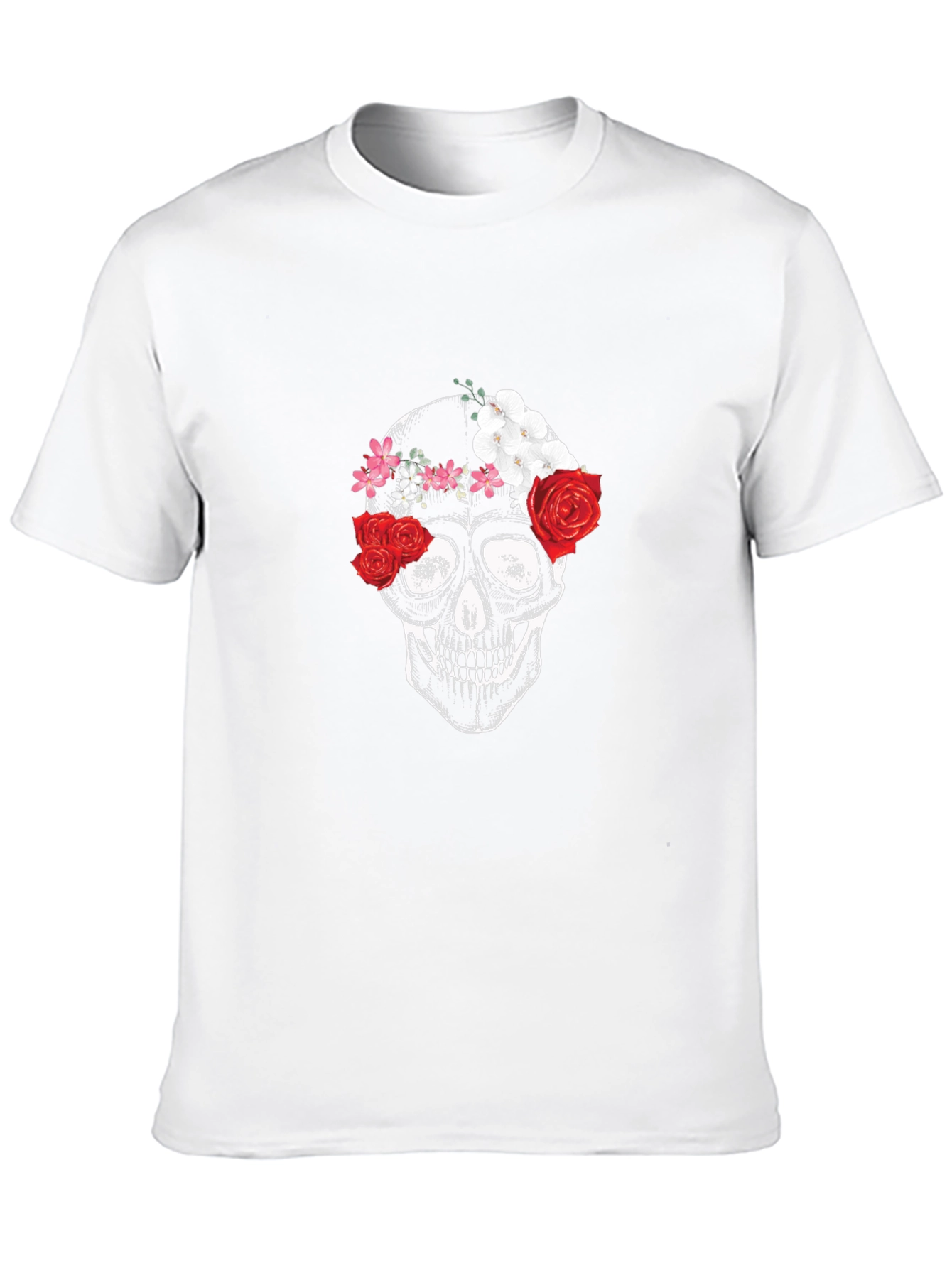Floral Skull Graphic Tee - Black