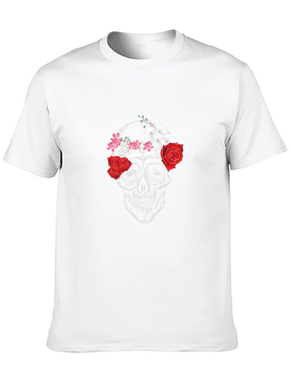 Floral Skull Graphic Tee - Black