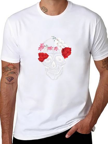Floral Skull Graphic Tee - Black