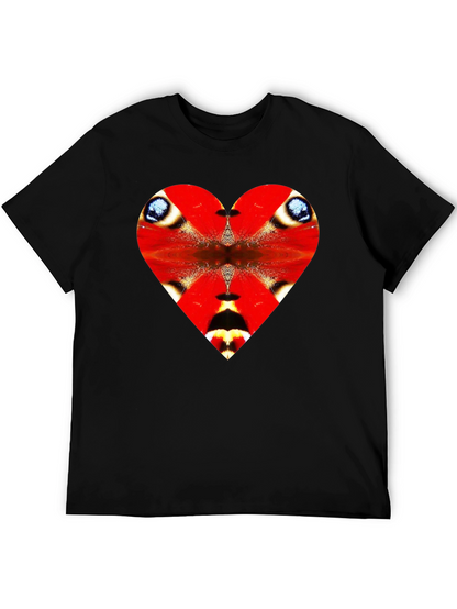 Heart Butterfly Wing Graphic Tee - Black
