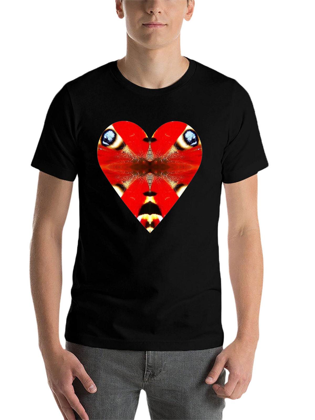 Heart Butterfly Wing Graphic Tee - Black