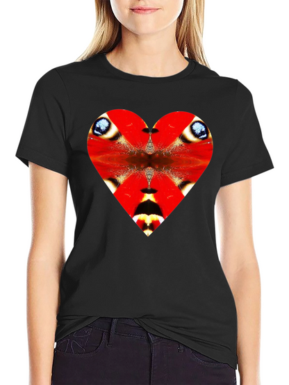 Heart Butterfly Wing Graphic Tee - Black