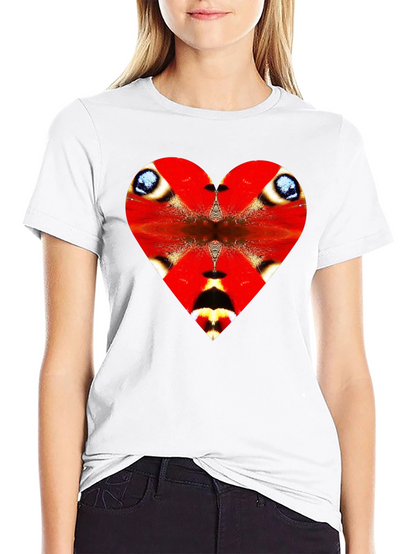 Heart Butterfly Wing Graphic Tee - Black