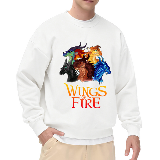 Wings of Fire Dragon Tribes Fantasy Crewneck Sweatshirt | Five Dragon Heads Epic Fantasy Art Pullover, Book Lover Fandom Gift