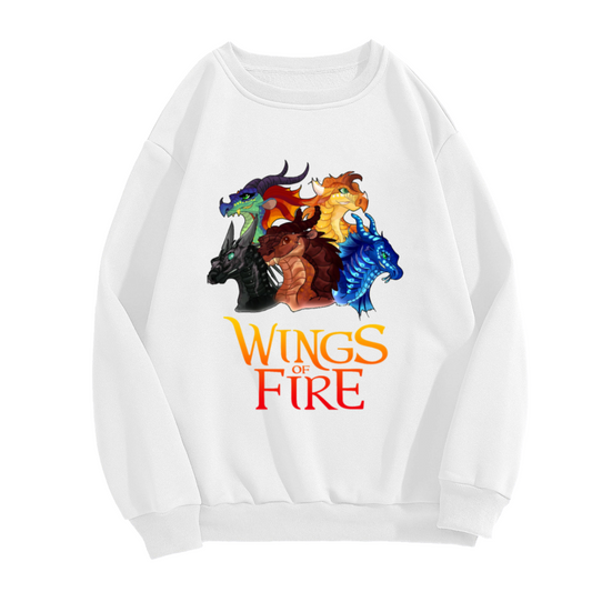 Wings of Fire Dragon Tribes Fantasy Crewneck Sweatshirt | Five Dragon Heads Epic Fantasy Art Pullover, Book Lover Fandom Gift