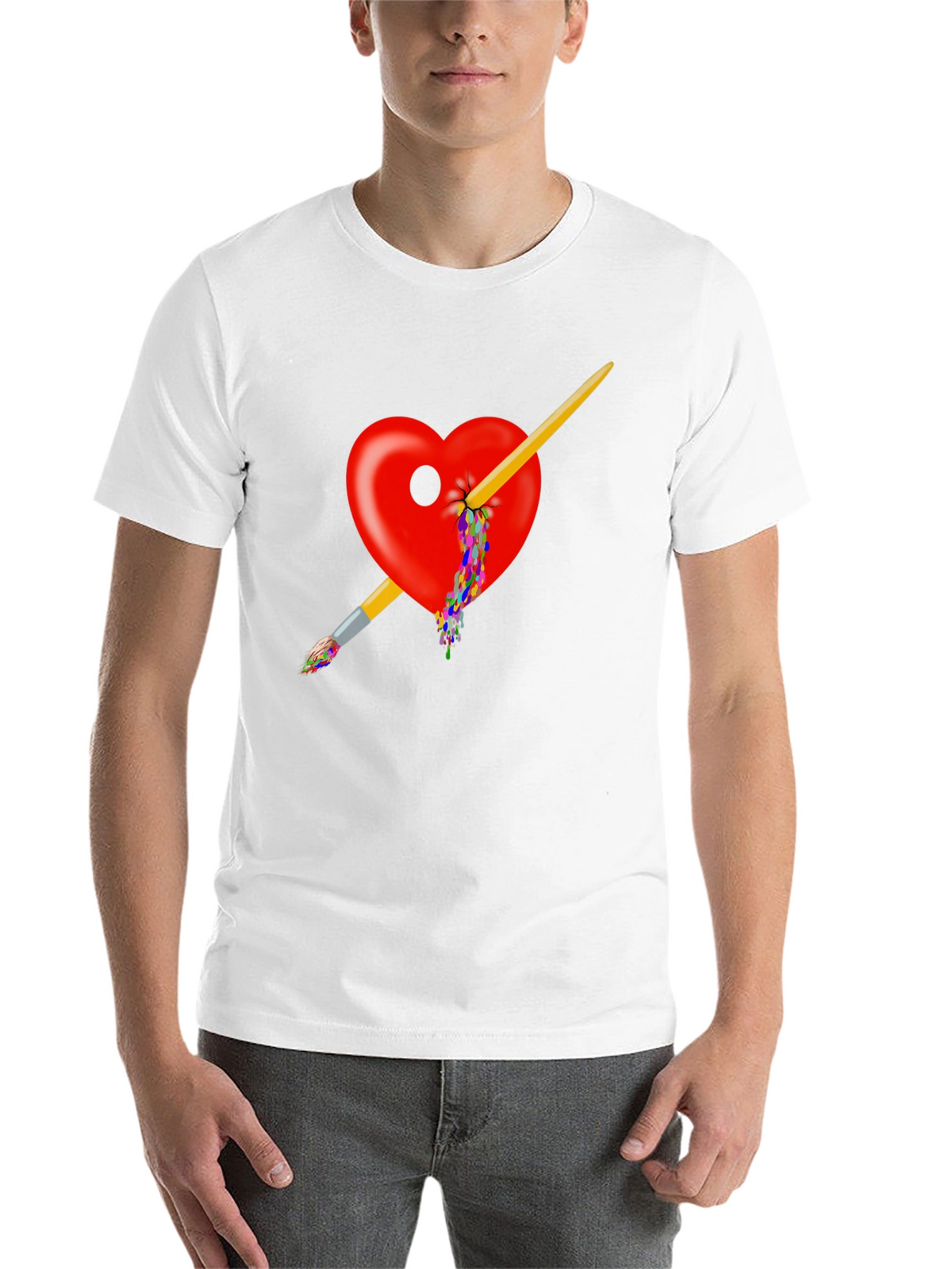 Artistic Heart Paintbrush T-Shirt - Bold Design