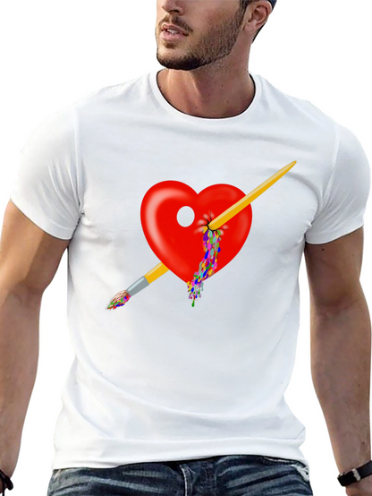 Artistic Heart Paintbrush T-Shirt - Bold Design