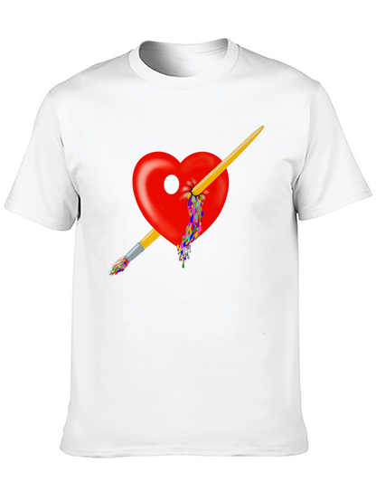 Artistic Heart Paintbrush T-Shirt - Bold Design
