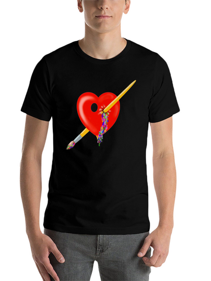 Artistic Heart Paintbrush T-Shirt - Bold Design