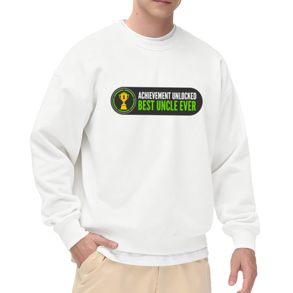 Achievement Unlocked Best Uncle Ever Sweatshirt | Funny Gamer Trophy Graphic Crewneck, Video Game UI Pullover Top, Uncle Birthday Gift