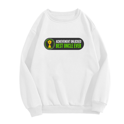 Achievement Unlocked Best Uncle Ever Sweatshirt | Funny Gamer Trophy Graphic Crewneck, Video Game UI Pullover Top, Uncle Birthday Gift
