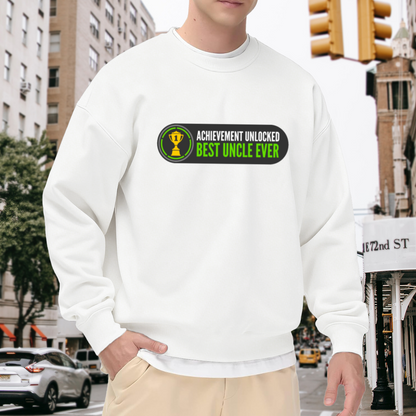 Achievement Unlocked Best Uncle Ever Sweatshirt | Funny Gamer Trophy Graphic Crewneck, Video Game UI Pullover Top, Uncle Birthday Gift