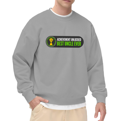 Achievement Unlocked Best Uncle Ever Sweatshirt | Funny Gamer Trophy Graphic Crewneck, Video Game UI Pullover Top, Uncle Birthday Gift