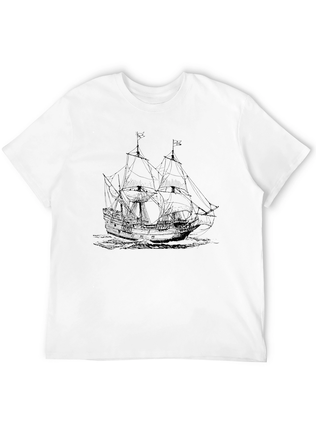 Nautical Ship Graphic Tee - Black