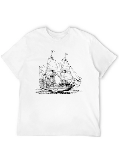 Nautical Ship Graphic Tee - Black