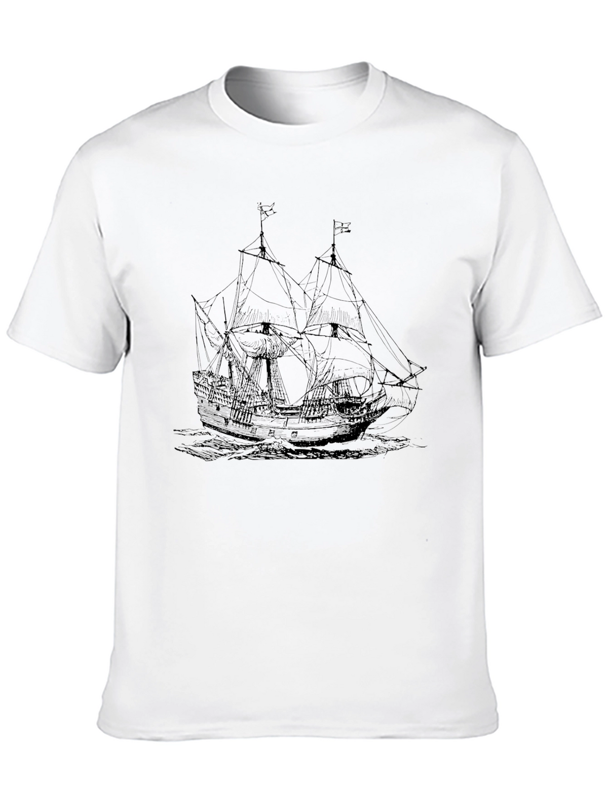Nautical Ship Graphic Tee - Black