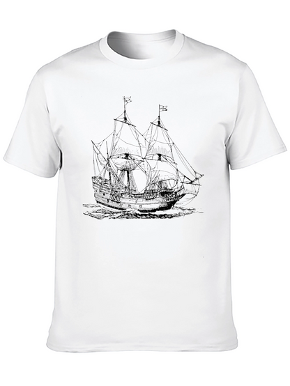 Nautical Ship Graphic Tee - Black