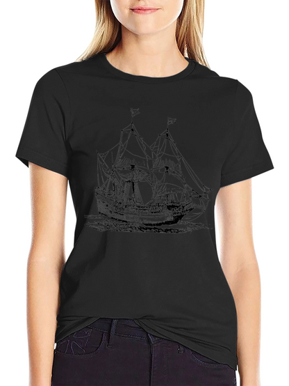 Nautical Ship Graphic Tee - Black