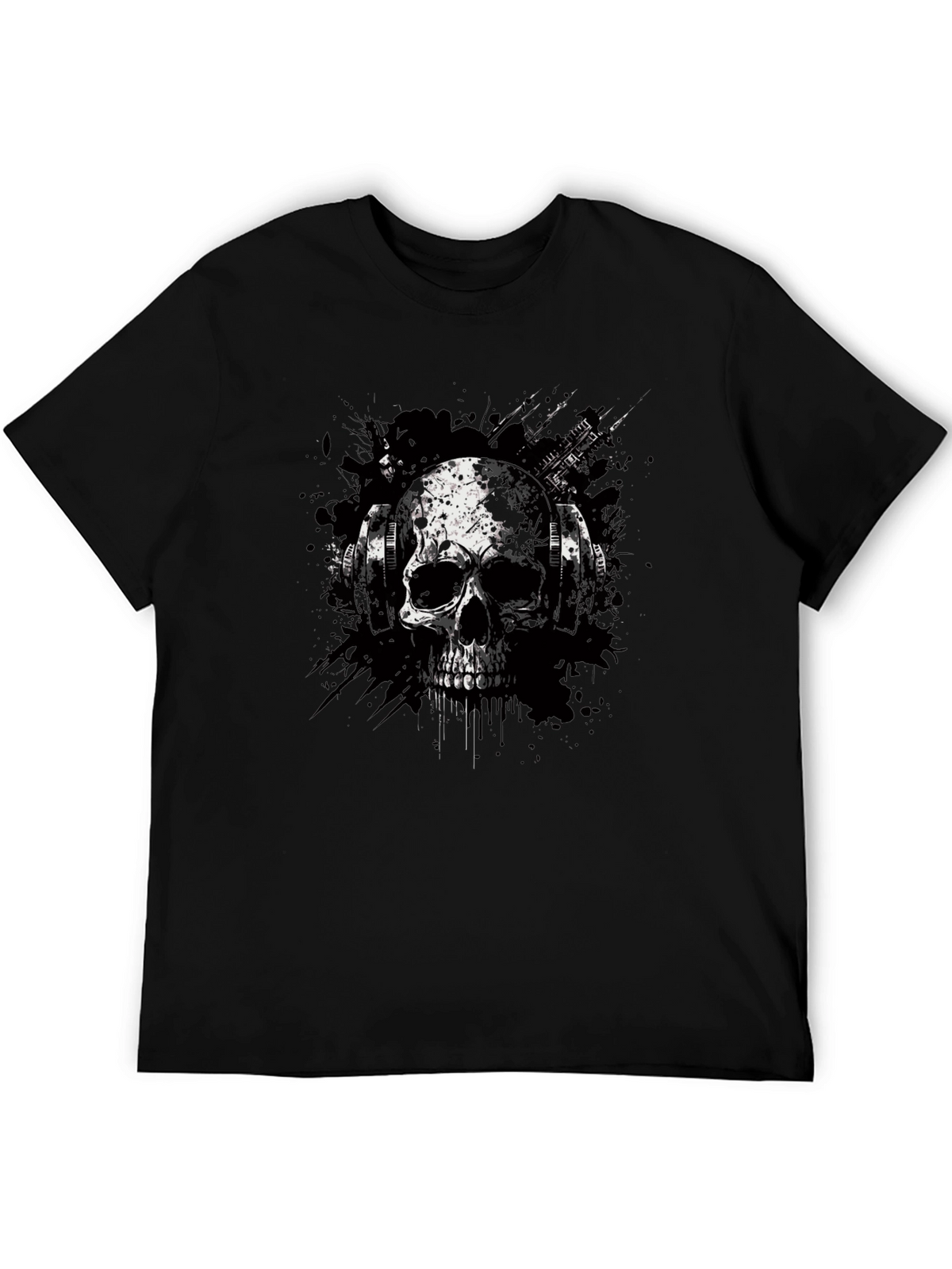 Skull & Headphones Graphic Tee - Edgy Style