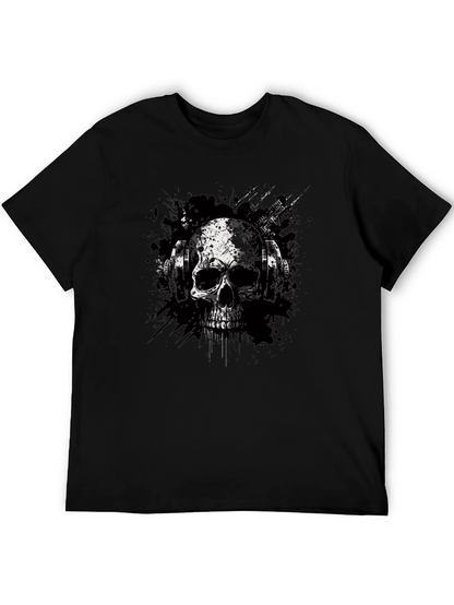 Skull & Headphones Graphic Tee - Edgy Style