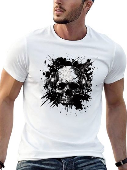 Skull & Headphones Graphic Tee - Edgy Style