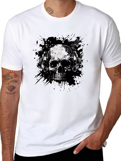 Skull & Headphones Graphic Tee - Edgy Style