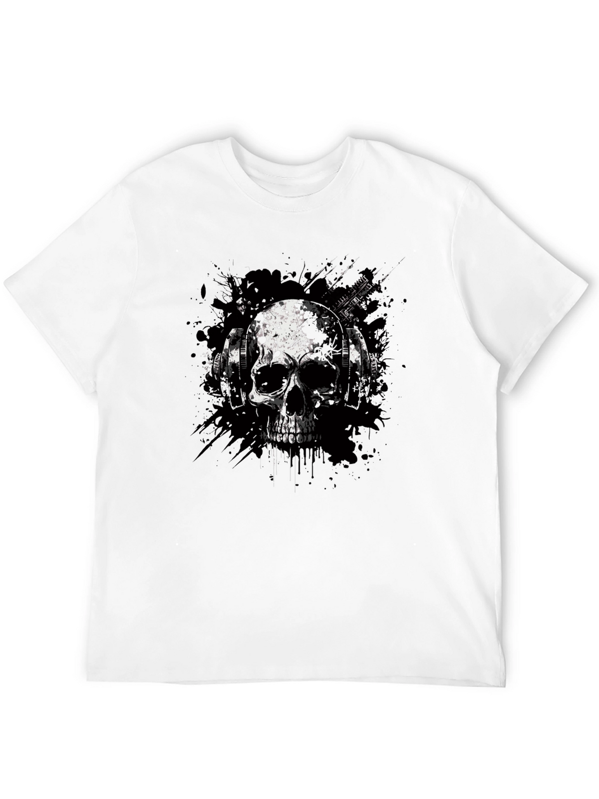 Skull & Headphones Graphic Tee - Edgy Style