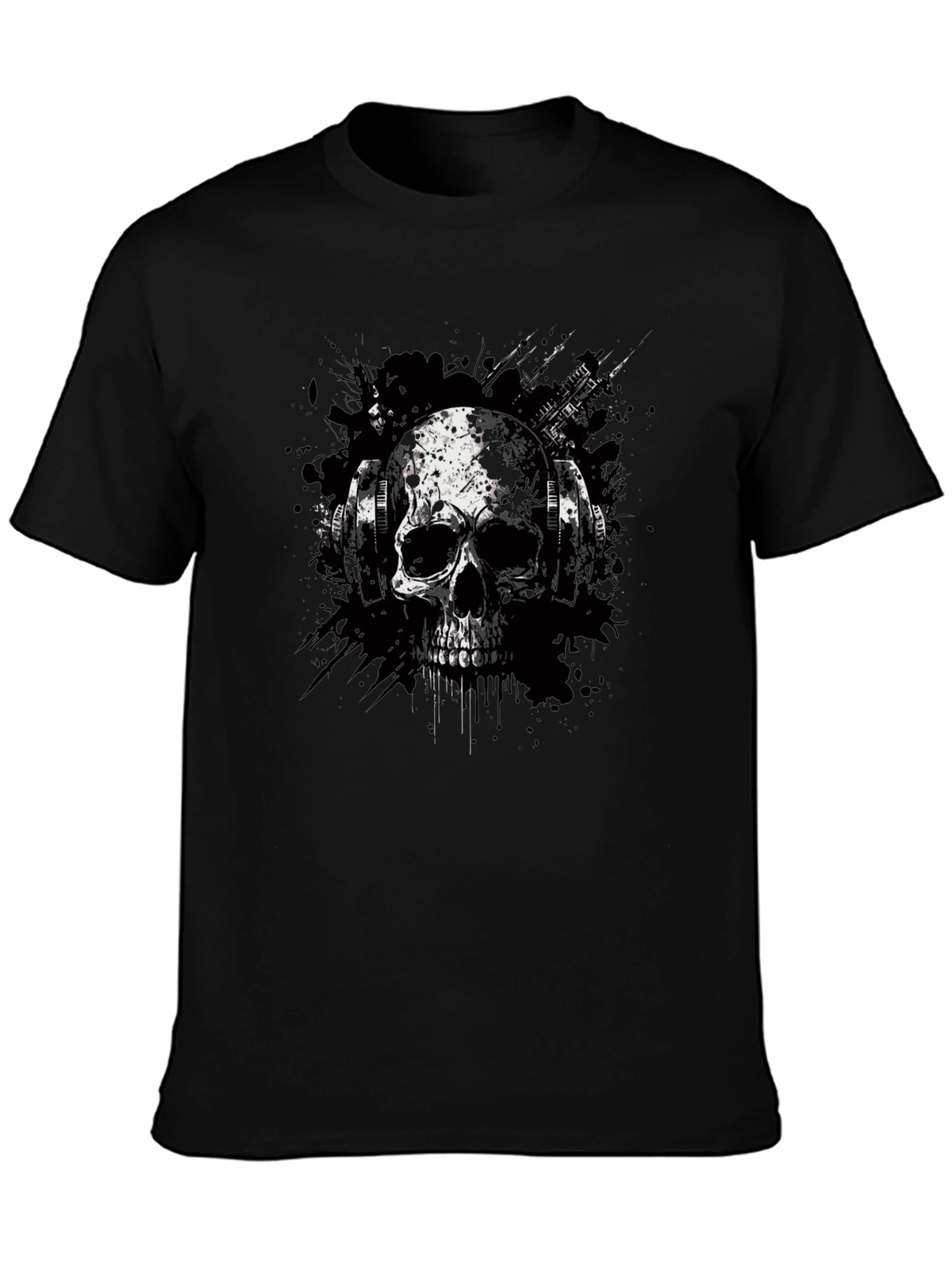 Skull & Headphones Graphic Tee - Edgy Style