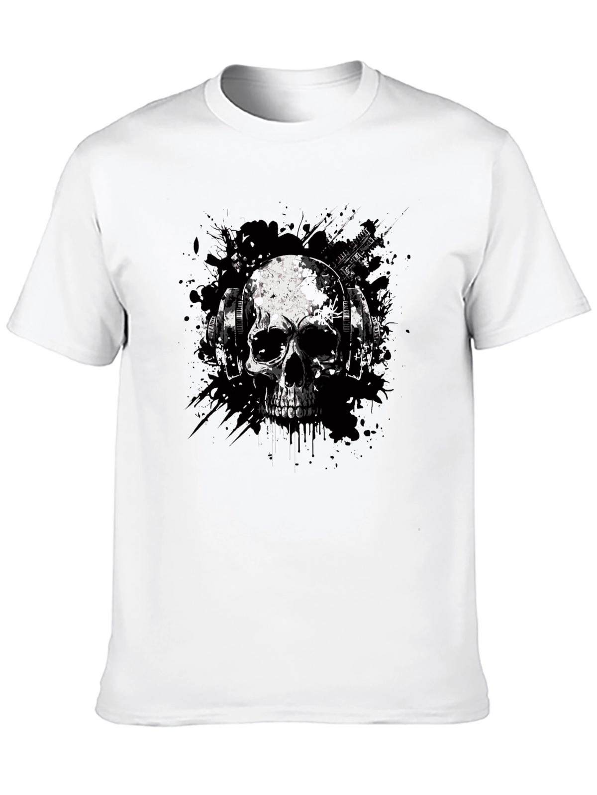 Skull & Headphones Graphic Tee - Edgy Style