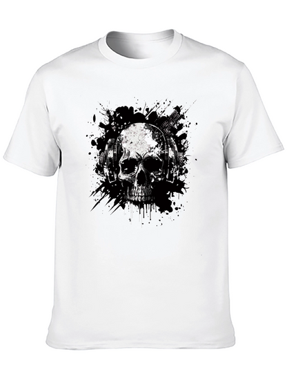 Skull & Headphones Graphic Tee - Edgy Style