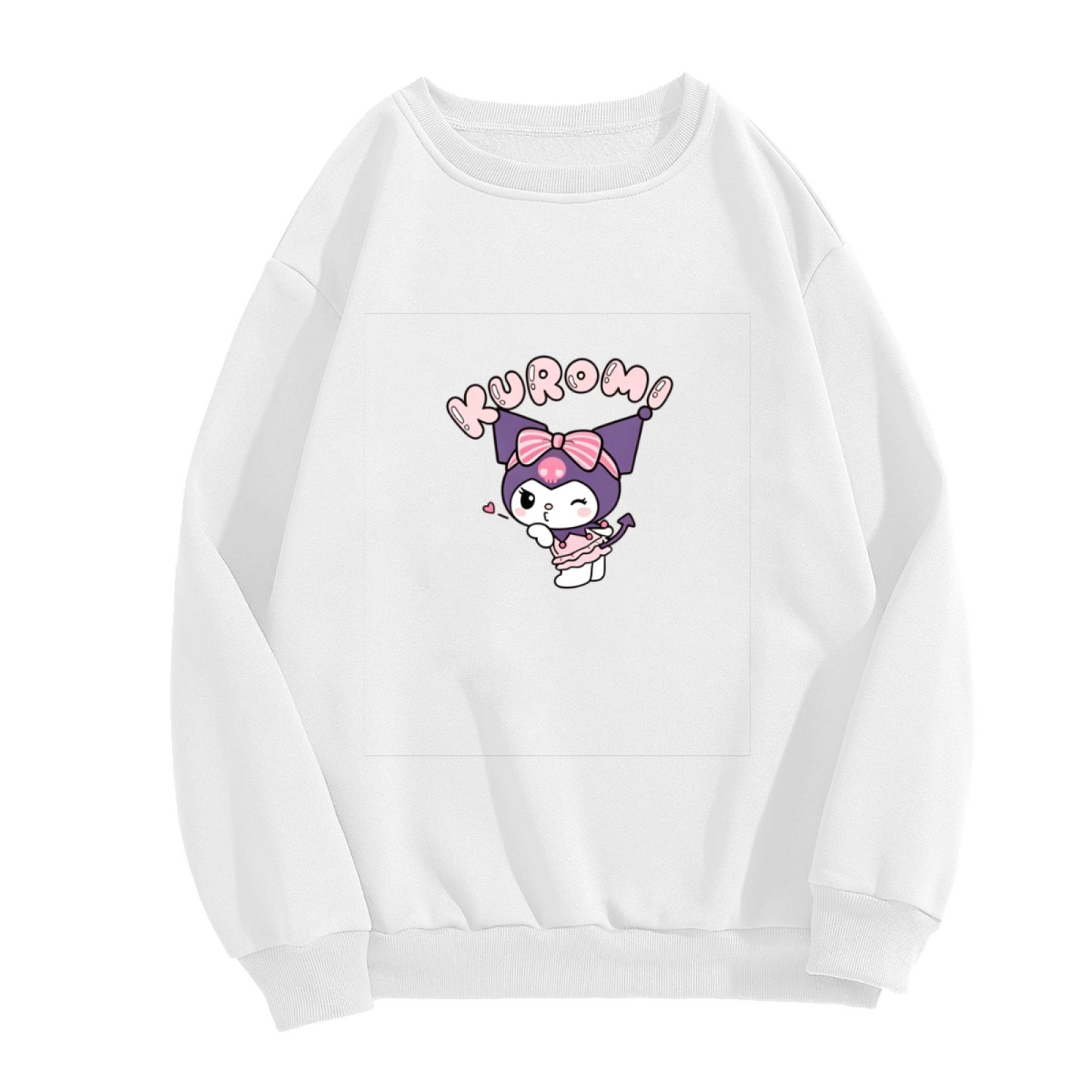 Wink?Blow Kiss Kuromi Cartoon Crewneck Sweatshirt