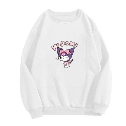 Wink?Blow Kiss Kuromi Cartoon Crewneck Sweatshirt