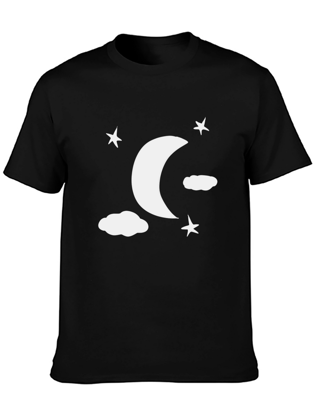 Moon Stars Clouds Graphic Tee - Black Casual Shirt