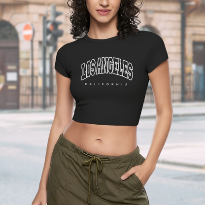 Cute Angel & Devil Bench Grey Aesthetic Graphic Crop Top