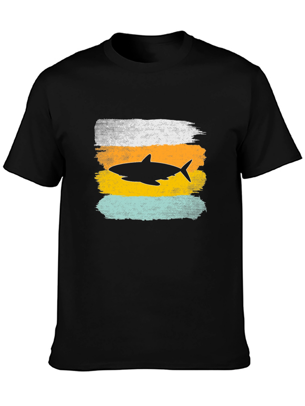 Shark Silhouette Graphic Tee - Distressed Style