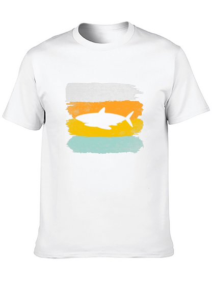 Shark Silhouette Graphic Tee - Distressed Style