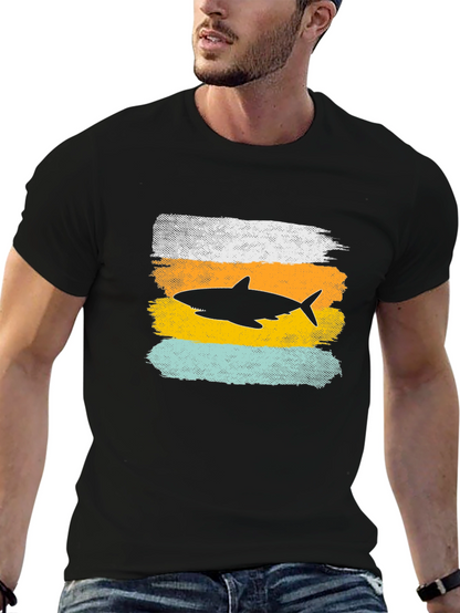 Shark Silhouette Graphic Tee - Distressed Style
